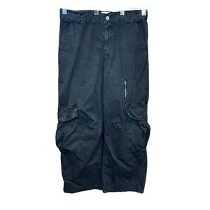 BDG Black Charcoal Wash Wide Leg Cargo Pants Y2K Women's Size 12
